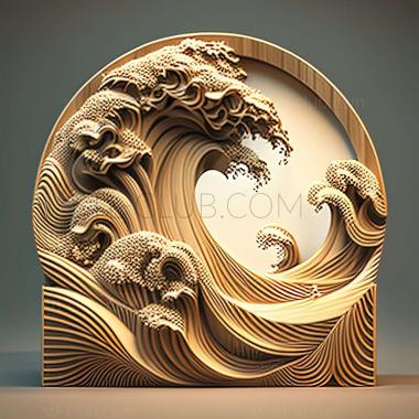 3D model great wave (STL)